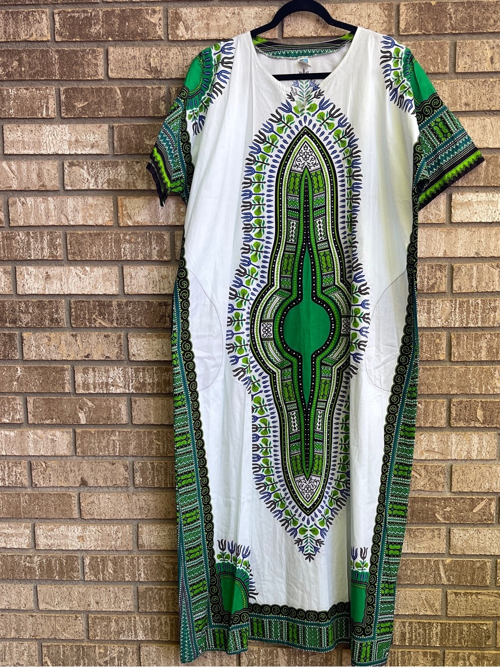 Vintage Dashiki African Colorful Print Boho Kaftan O/S Maxi Caftan Festival